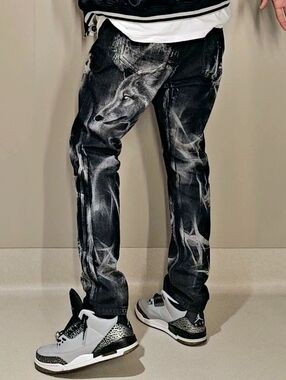 #Rare #Wolf #print Jeans (Unisex) Slim Fit Sz 36x31